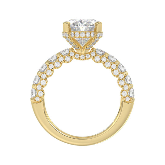 14K Yellow Gold 5 1/2Ct Oval & Round Diamond Engagement Ring Women Bridal Wedding Ring 4Ct Oval Center Stone (Color F-G -Clarity Vs1/Vs2)