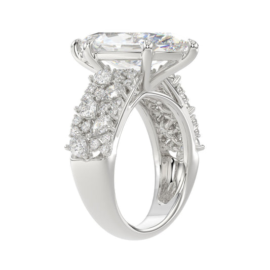 Luxury 14K White Gold Diamond Ring 6 1/4Ct Marquise Center Stone With Pear & Round Diamonds, Women Fashion Engagement Ring (Color F-G -Clarity Vs1/Vs2)