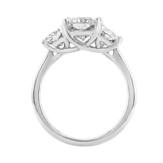 14K White Gold 5.00Ct Radiant Lab Grown Diamond Ring 3.00Ct Center Stone Radiant Diamond Three Stone Engagement Ring For Women (Color F-G Clarity Vs1/Vs2)
