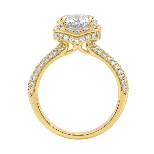 14K Yellow Gold 4 1/2Ct Ladies Oval Cut Hidden Halo Engagement Ring 4Ct Oval Center Stone & Round Diamond (Color F-G -Clarity Vs1/Vs2)