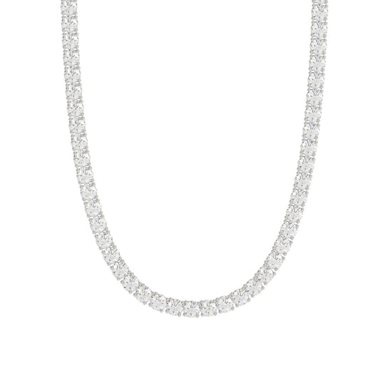 14K WHITE GOLD 9 1/2CT ROUND DIAMOND LADIES TENNIS NECKLACE