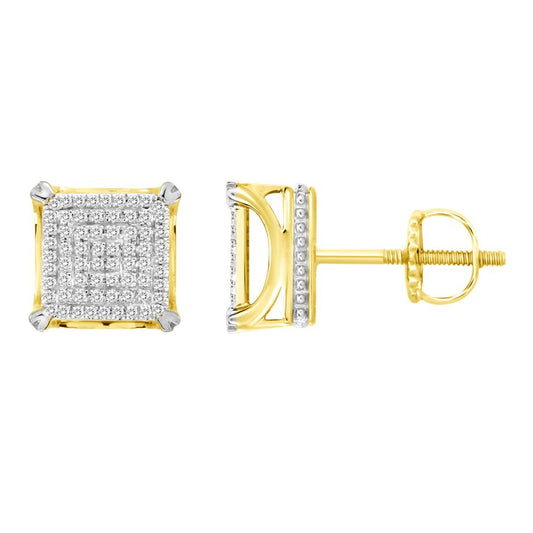 MEN'S STUD EARRINGS 0.35CT ROUND DIAMOND 10K YELLOW GOLD