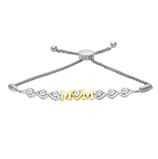 LADIES BRACELET 0.05CT ROUND DIAMOND WHITE/YELLOW GOLD/STERLING SILVER