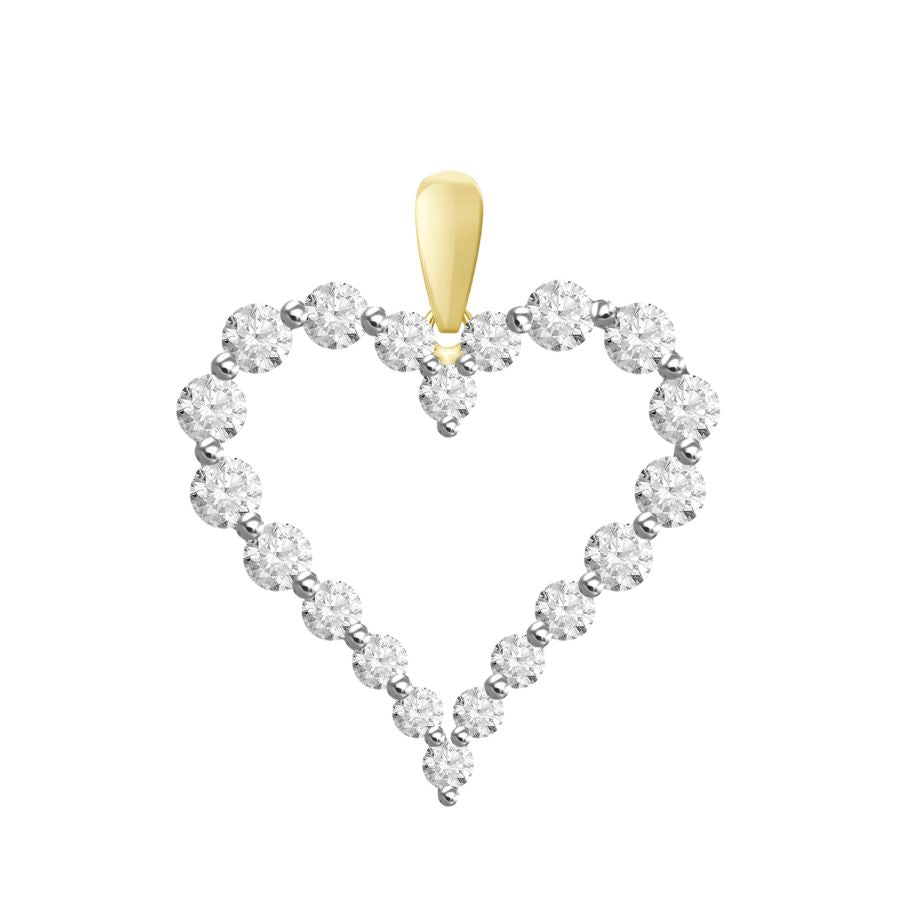 LADIES HEART PENDANT WITH CHAIN 0.50CT ROUND DIAMOND 14K YELLOW GOLD (SI QUALITY)