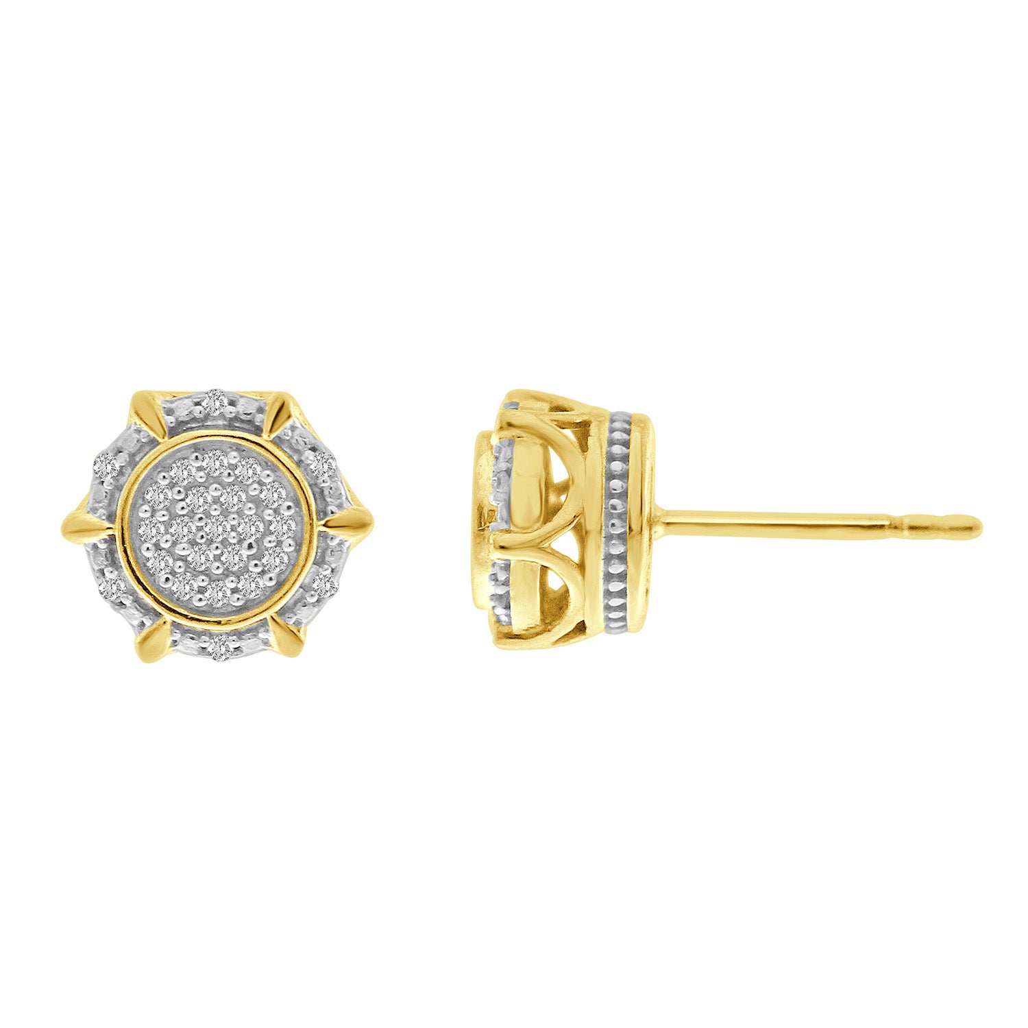 LADIES EARRINGS 0.16CT ROUND DIAMOND 10K YELLOW GOLD