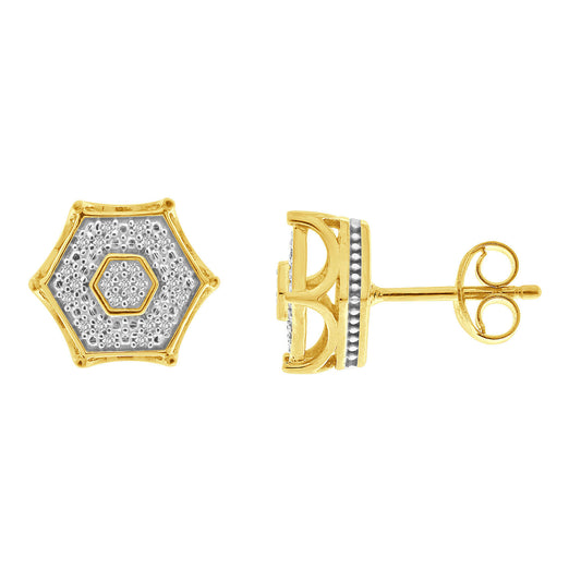 LADIES EARRINGS 0.15CT ROUND DIAMOND 10K YELLOW GOLD