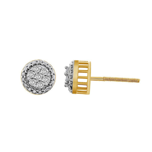 MEN'S STUD EARRINGS 0.25CT ROUND DIAMOND 10K YELLOW GOLD