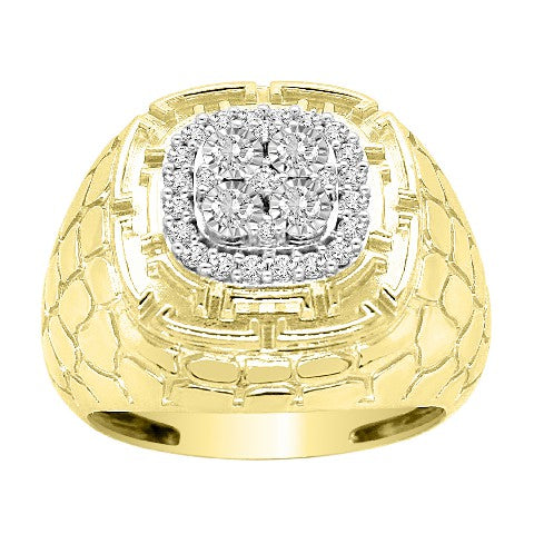 MEN'S RING 0.50CT ROUND DIAMOND 10K YELLOW GOLD