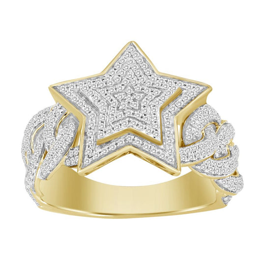 MEN'S RING 0.75CT ROUND DIAMOND 10K YELLOW GOLD