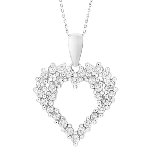 LADIES PENDANT WITH CHAIN 0.25CT ROUND DIAMOND 14K WHITE GOLD