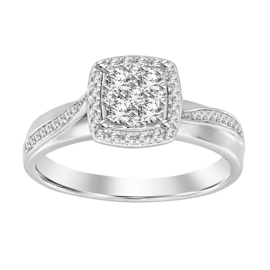 LADIES RING 0.25CT ROUND DIAMOND 10K WHITE GOLD