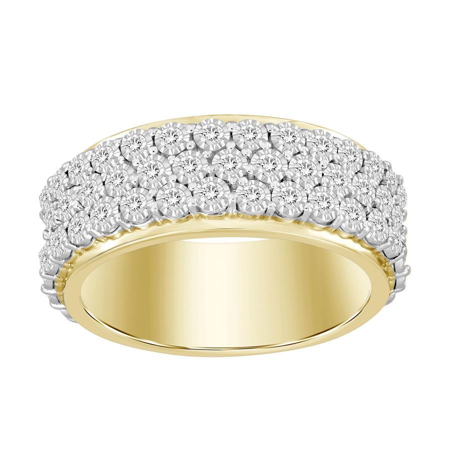 MEN'S BAND 1.00CT ROUND DIAMOND 10K YELLOW GOLD