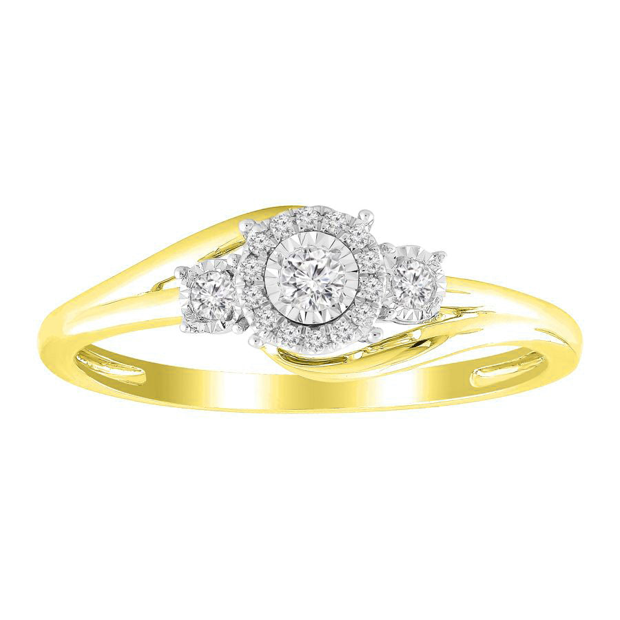 LADIES RING 0.15CT ROUND DIAMOND 10K YELLOW GOLD