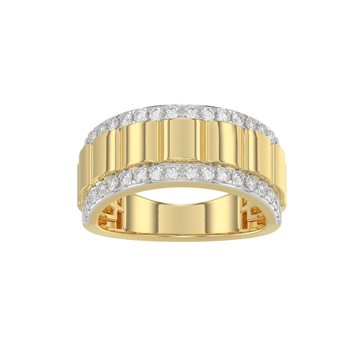 MEN'S BAND 1.00CT ROUND DIAMOND 14K YELLOW GOLD