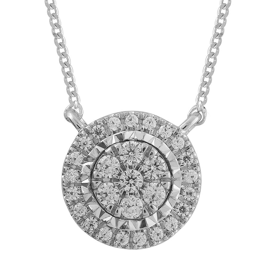 LADIES NECKLACE 0.20CT ROUND DIAMOND 10K WHITE GOLD