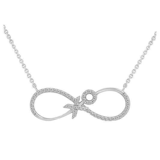 LADIES NECKLACE 0.15CT ROUND DIAMOND 10K WHITE GOLD