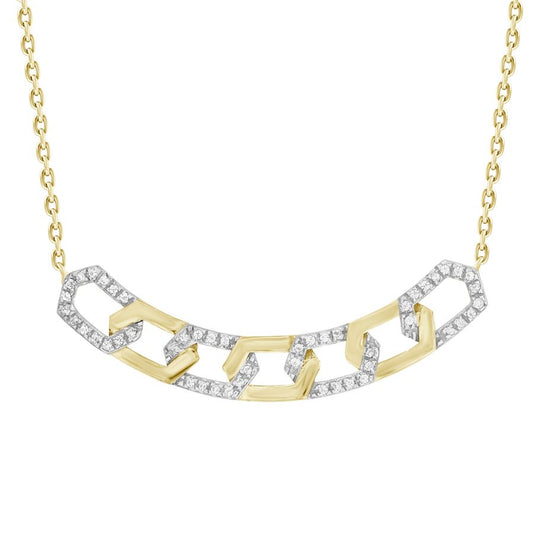 LADIES NECKLACE 0.15CT ROUND DIAMOND 10K YELLOW GOLD