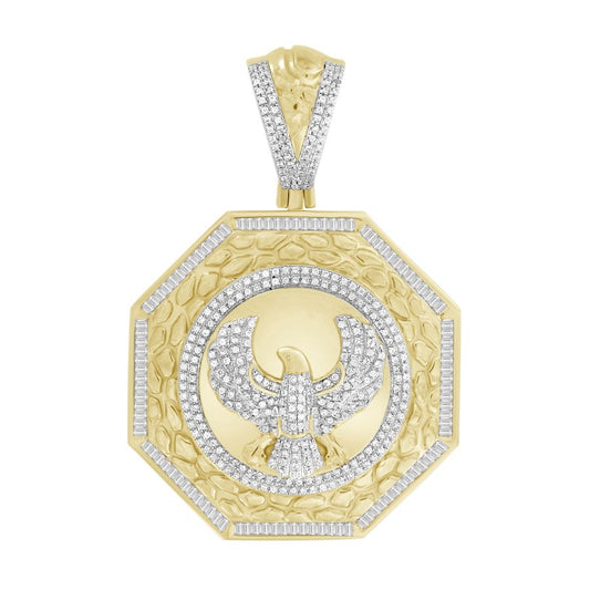 MEN'S CHARM 1.00CT ROUND/BAGUETTE DIAMOND 10K YELLOW GOLD