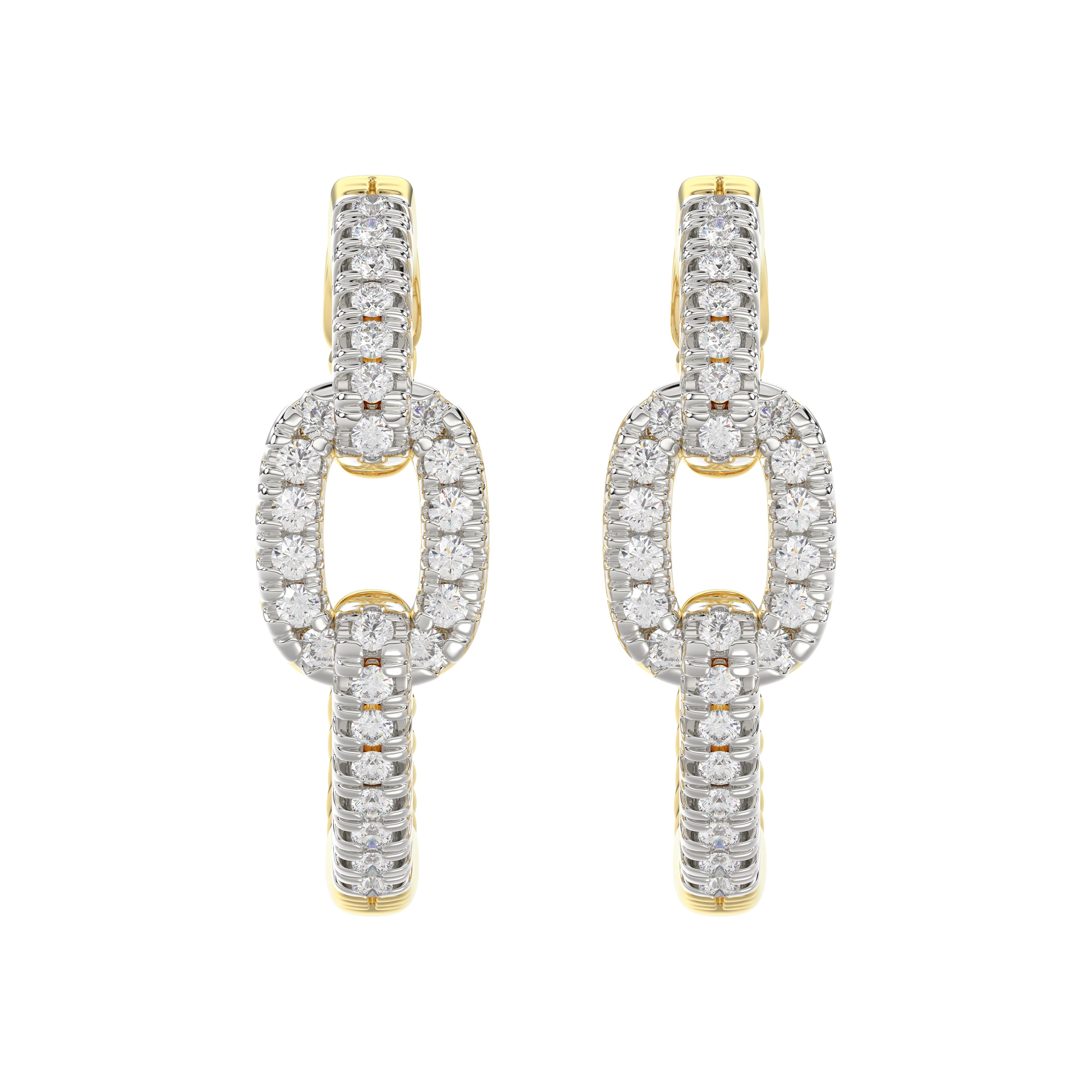 Elegant 10K Yellow Gold Fashion Hoop Earrings Featuring 0.15Ct Round Diamonds With Brilliant Sparkle And Timeless Design.