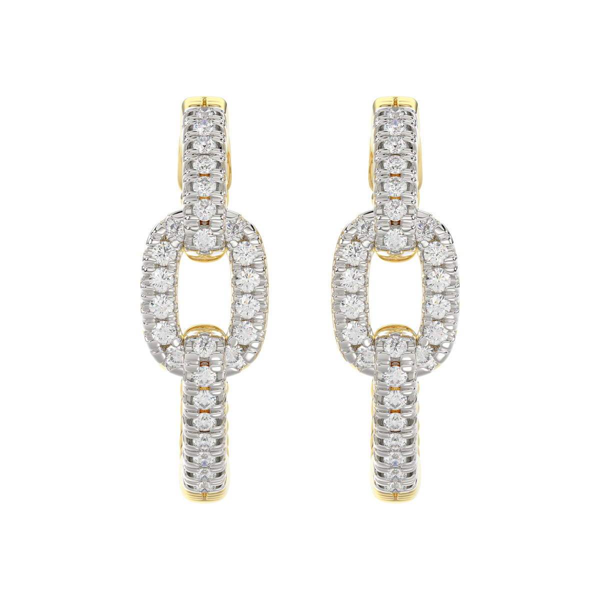 Elegant 10K Yellow Gold Fashion Hoop Earrings Featuring 0.15Ct Round Diamonds With Brilliant Sparkle And Timeless Design.