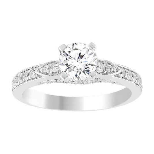 LADIES SEMI MOUNT BRIDAL SET 0.33CT ROUND DIAMOND 14K WHITE GOLD (CENTER STONE 1.00CT ROUND DIAMOND)