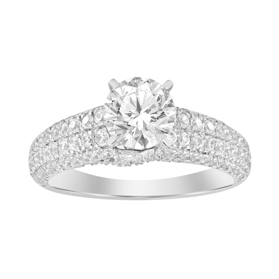 LADIES RING SEMI MOUNT 0.75CT ROUND DIAMOND 14K WHITE GOLD