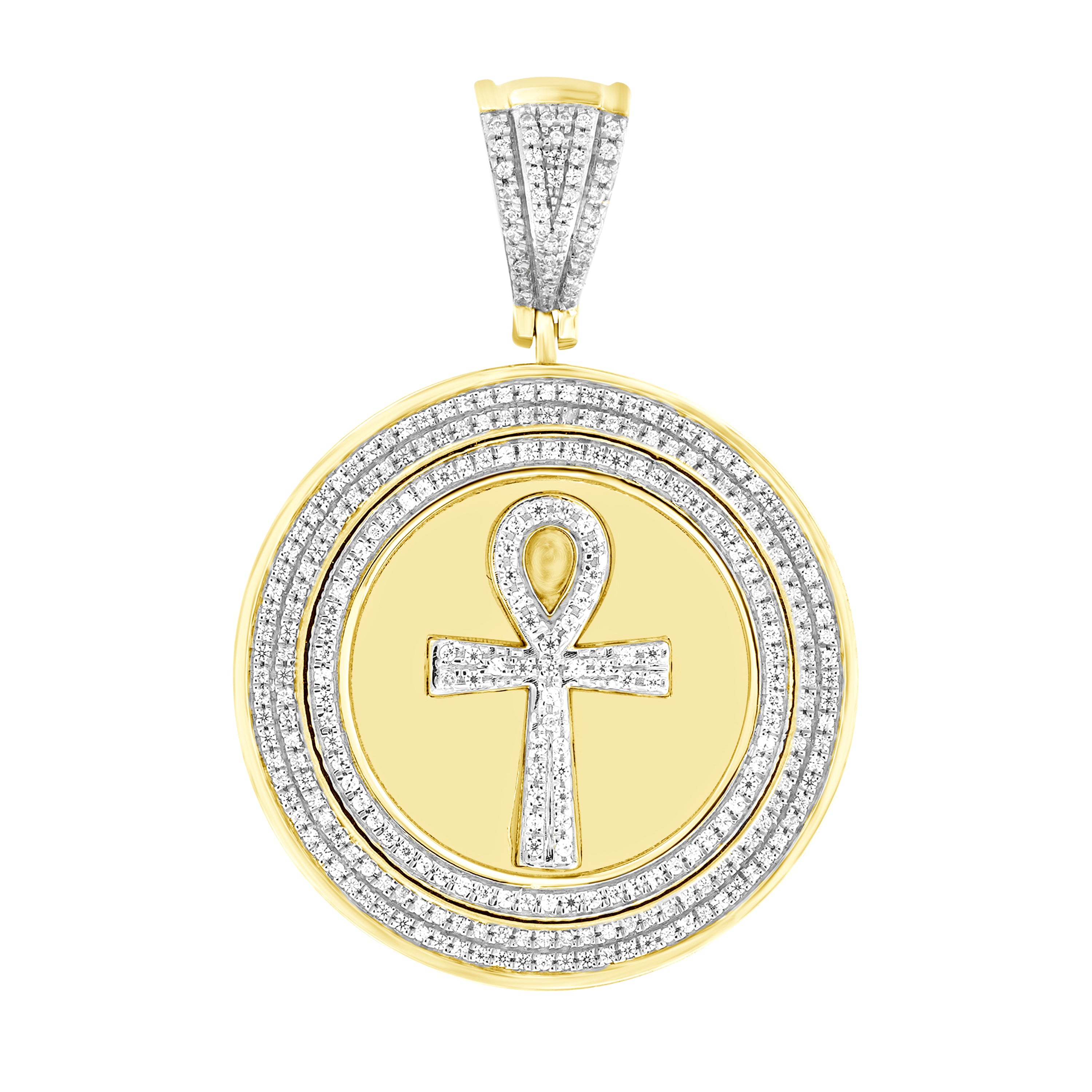 MEN'S PENDANT 0.75CT ROUND DIAMOND 10K YELLOW GOLD