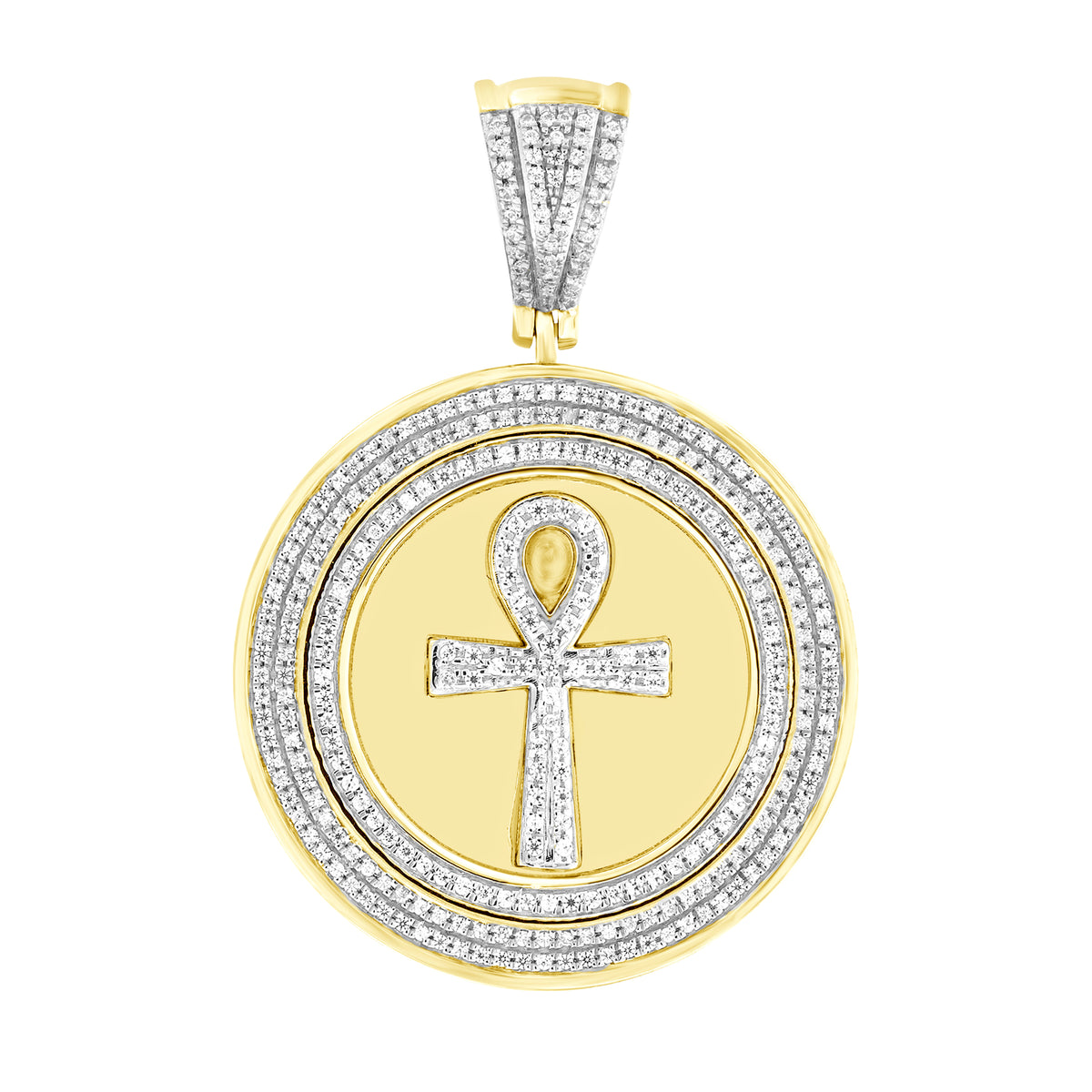 MEN'S PENDANT 0.75CT ROUND DIAMOND 10K YELLOW GOLD