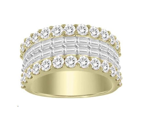 MEN'S BAND 2.00CT ROUND/BAGUETTE DIAMOND 10K YELLOW GOLD