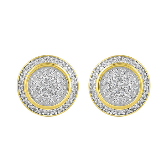 MEN'S STUD EARRINGS 0.25CT ROUND DIAMOND 10K YELLOW GOLD