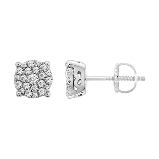 LADIES EARRINGS 0.25CT ROUND DIAMOND 10K WHITE GOLD