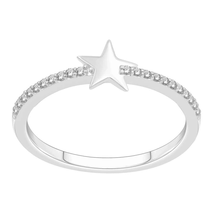 LADIES RING 0.10CT ROUND DIAMOND 10K WHITE GOLD