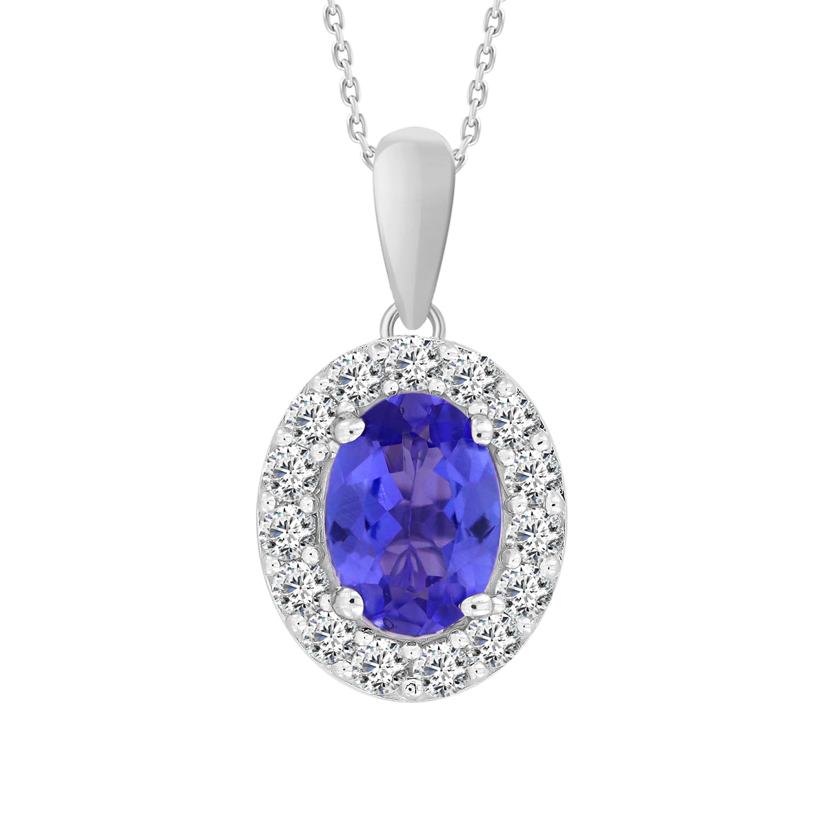 LADIES PENDANT 1.15CT ROUND/OVAL  DIAMOND 14K WHITE GOLD