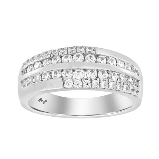 MEN'S BAND 1.00CT ROUND DIAMOND 10K WHITE GOLD