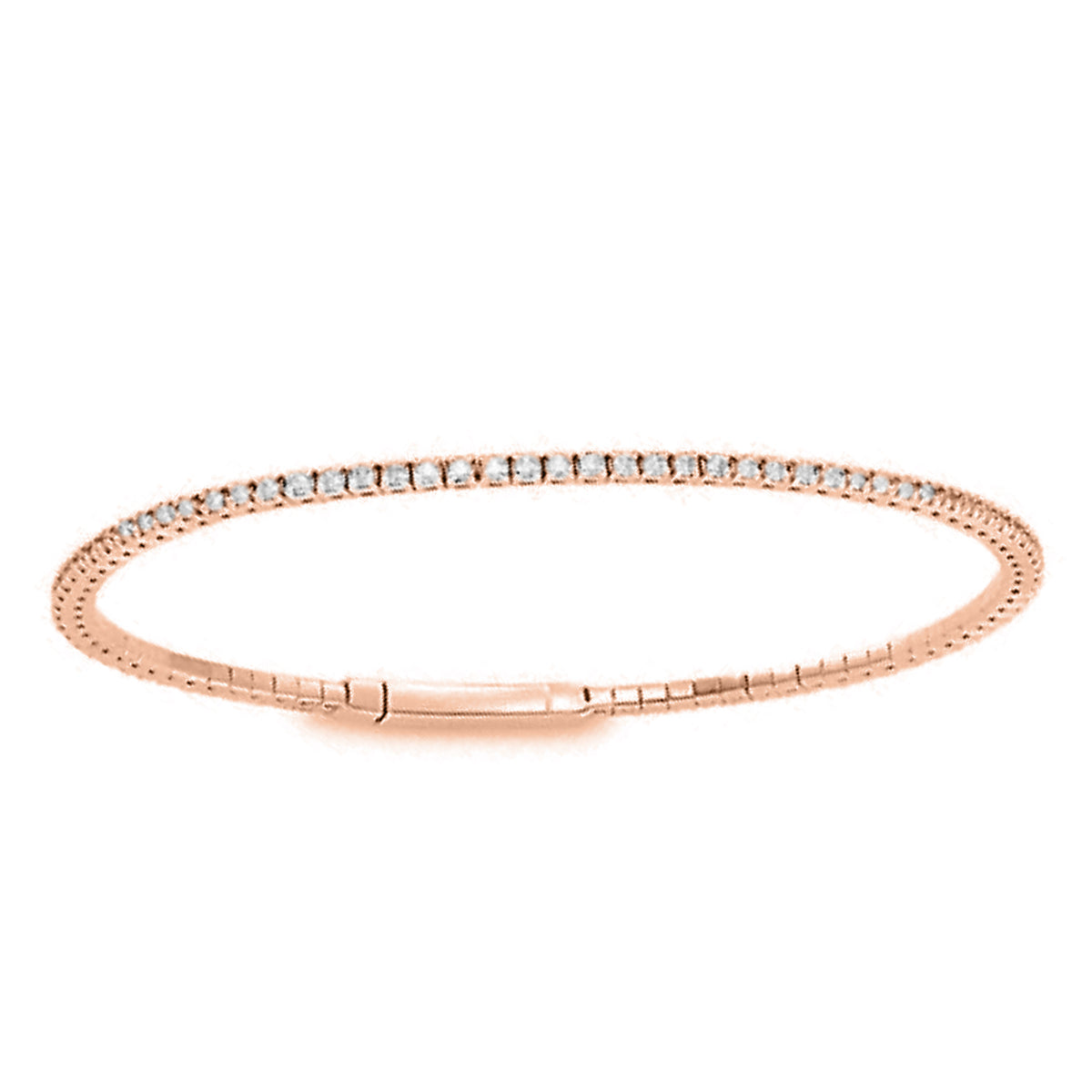 LADIES FULL FLEXIBLE BANGLE 2.00CT ROUND DIAMOND 14K ROSE GOLD