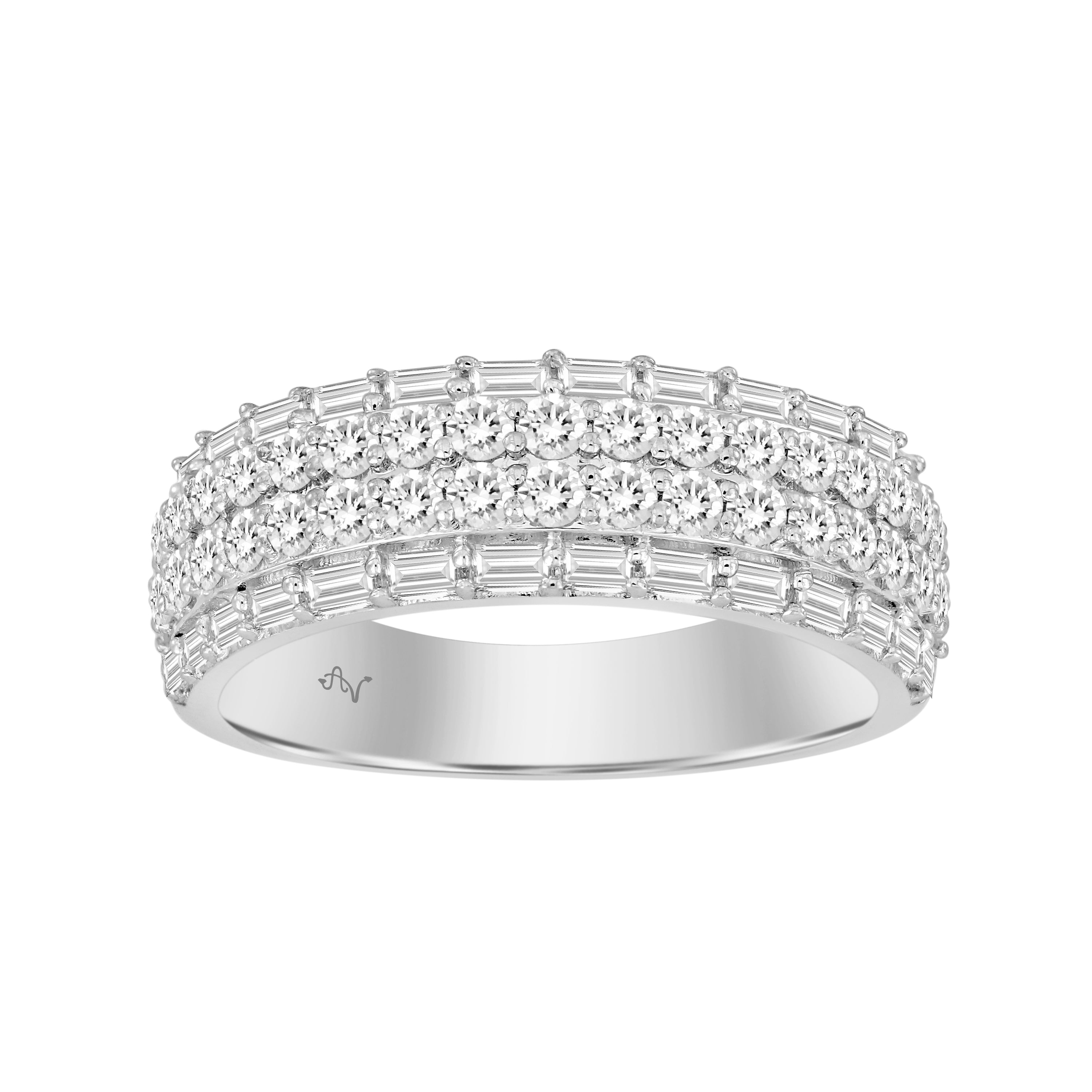 MEN'S BAND 1.50CT ROUND/BAGUETTE DIAMOND 14K WHITE GOLD