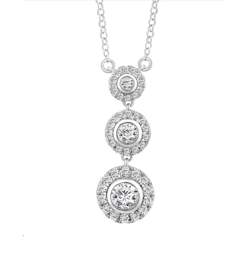 LADIES SEMI MOUNT NECKLACE 1.00CT ROUND DIAMOND 14K WHITE GOLD