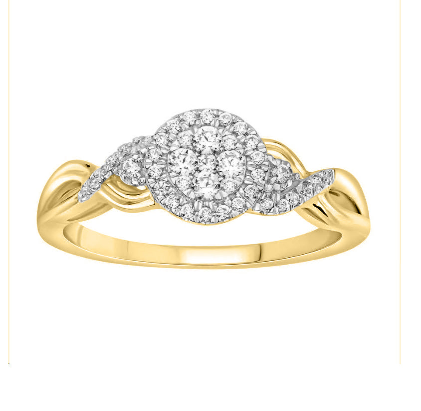 LADIES RING 0.20CT ROUND DIAMOND 14K YELLOW GOLD
