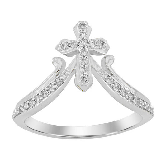 LADIES RING 0.25CT ROUND DIAMOND 10K WHITE GOLD