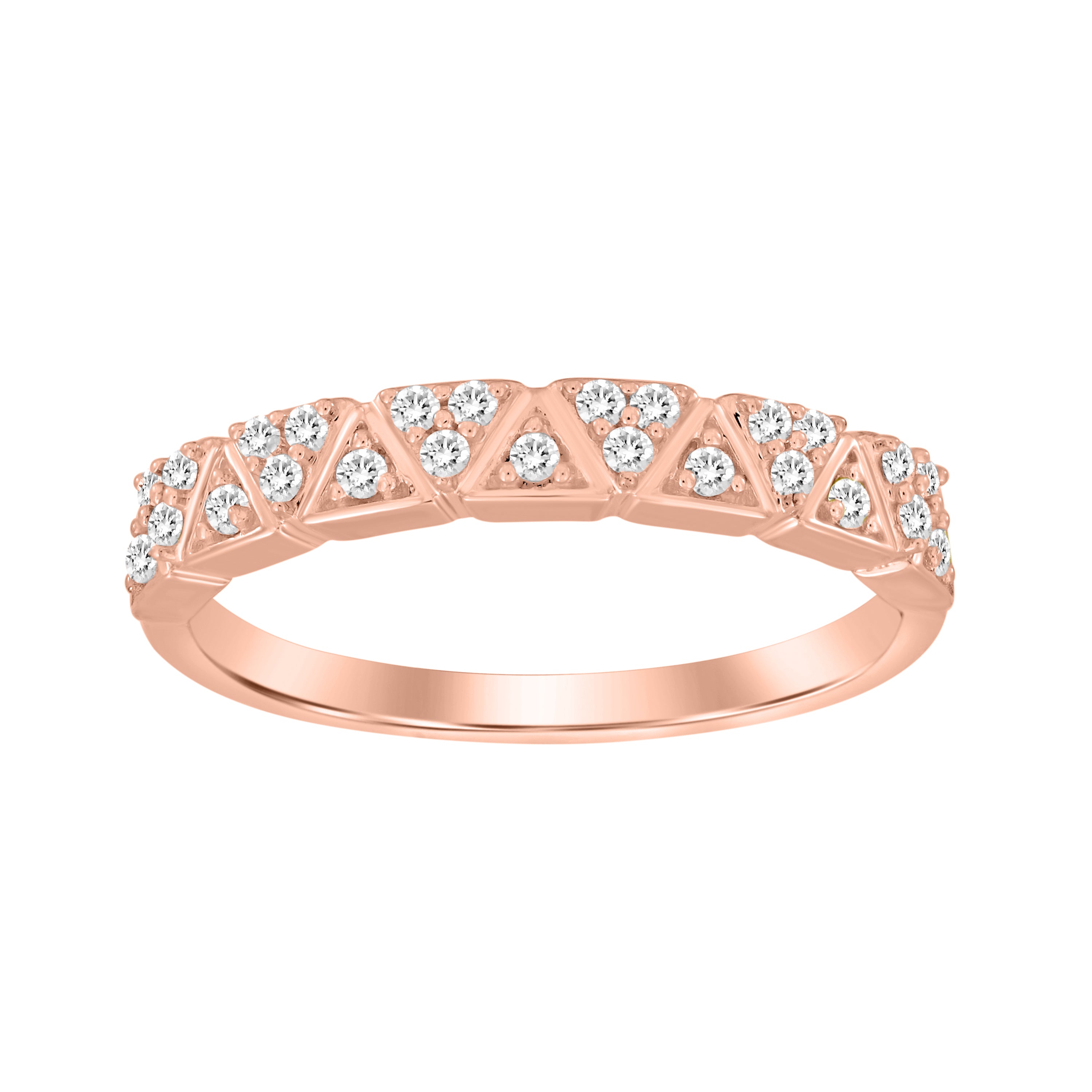 LADIES  BAND 0.15CT ROUND DIAMOND 14K ROSE GOLD