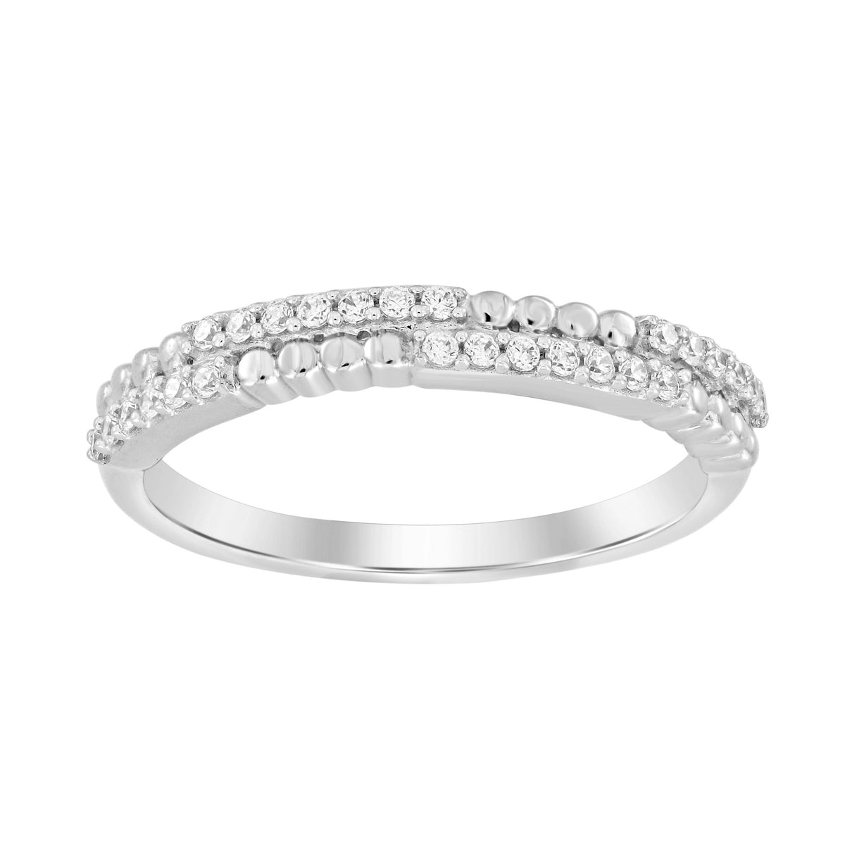 LADIES  BAND 0.15CT ROUND DIAMOND 14K WHITE GOLD