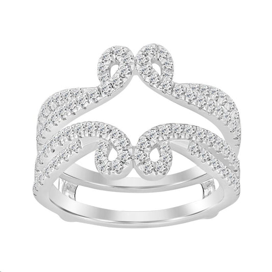 LADIES WRAP RING 0.75CT ROUND DIAMOND 14K WHITE GOLD