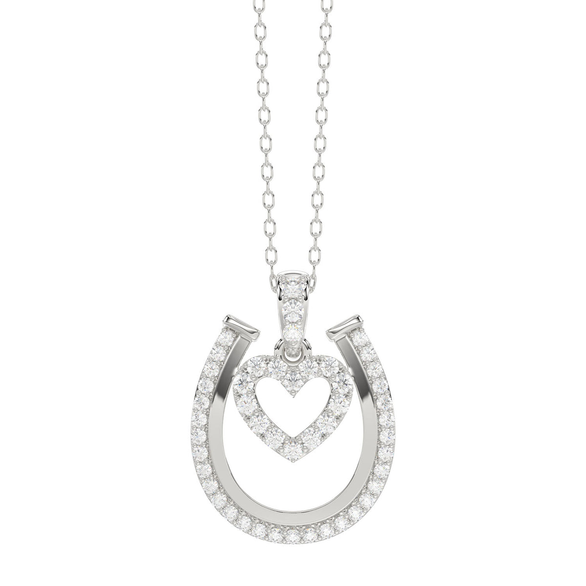 LADIES PENDANT WITH CHAIN 0.25CT ROUND DIAMOND 14K WHITE GOLD