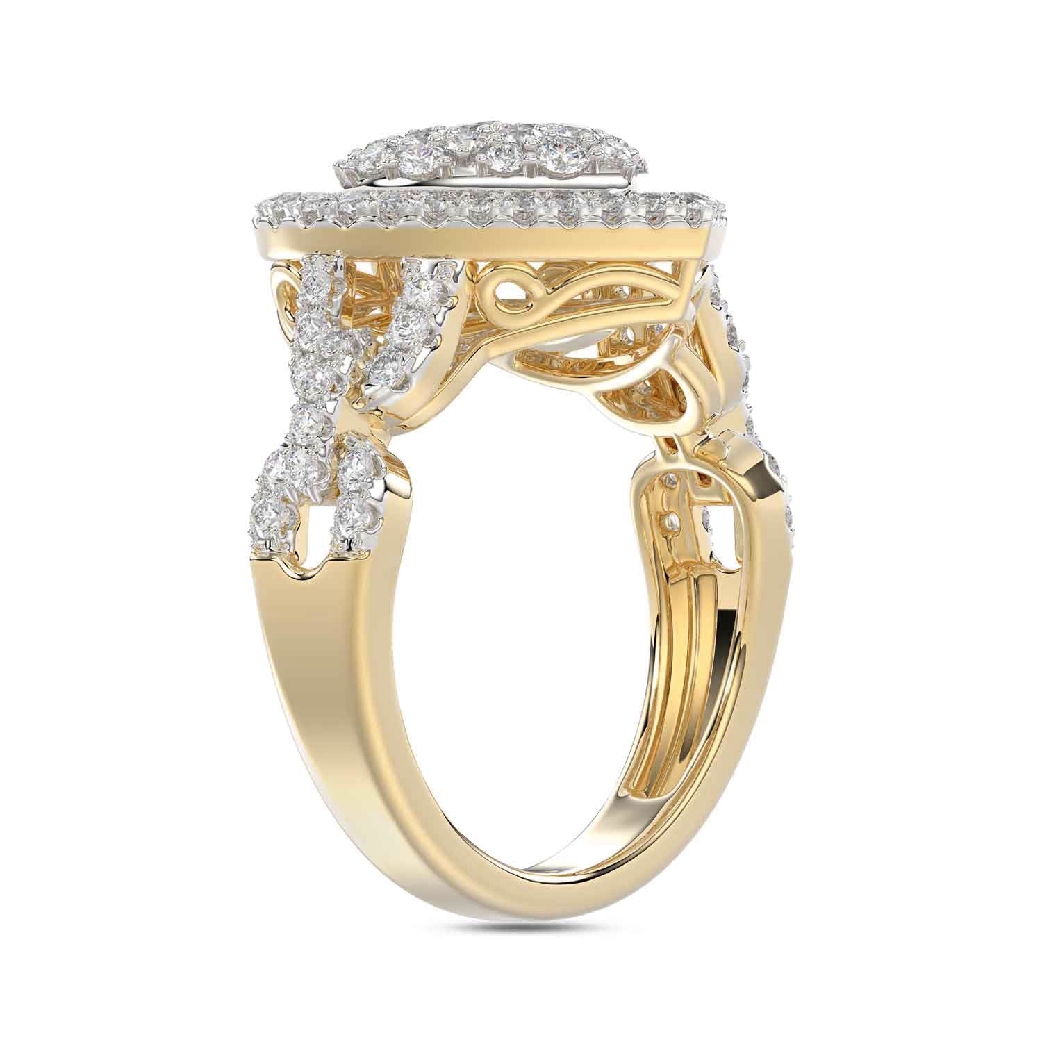 LADIES RING 1.00CT ROUND/BAGUETTE DIAMOND 10K YELLOW GOLD