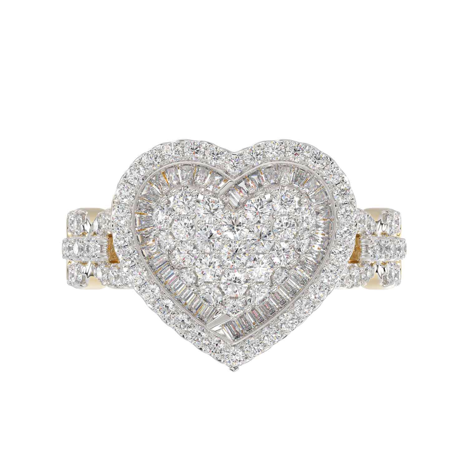 LADIES RING 1.00CT ROUND/BAGUETTE DIAMOND 10K YELLOW GOLD