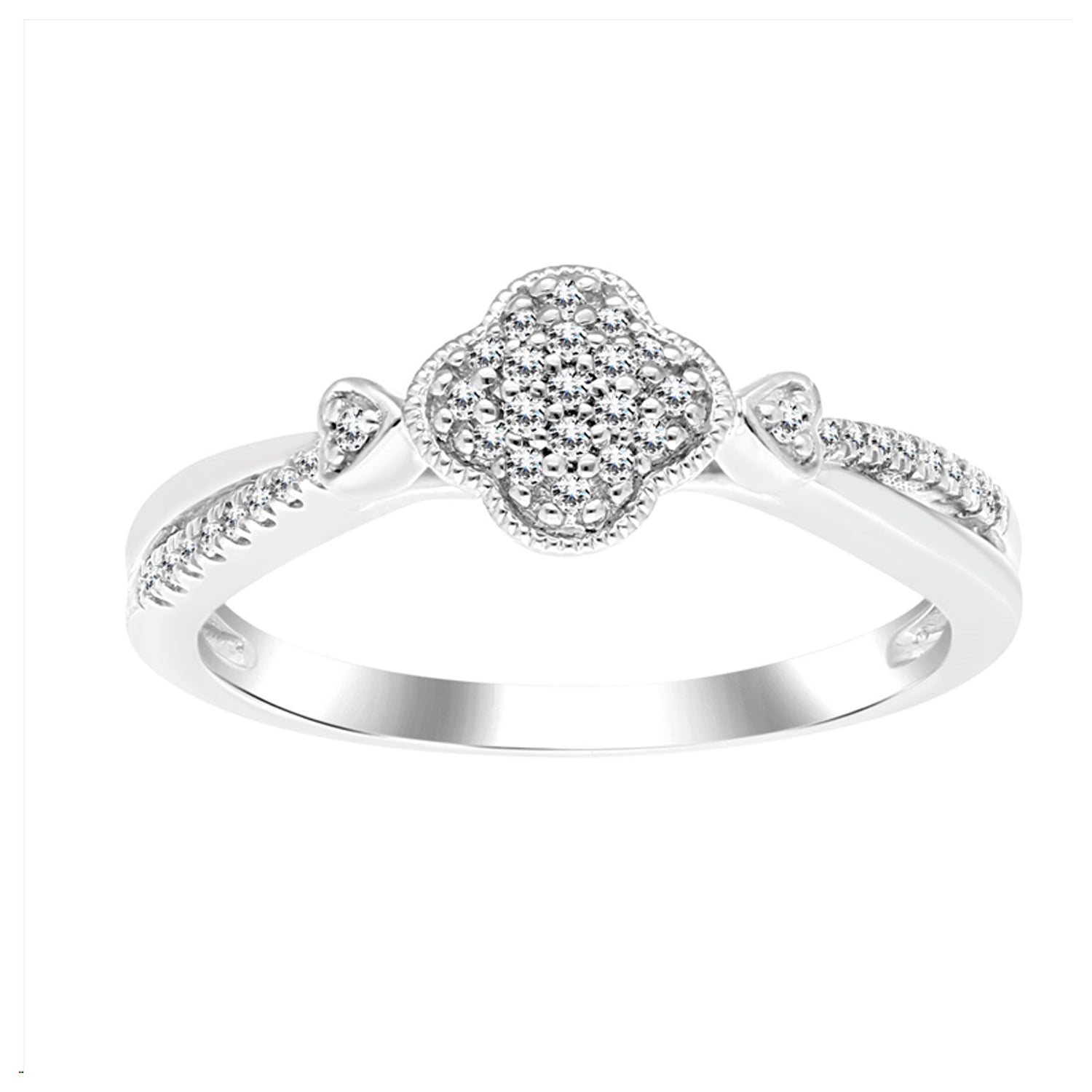 LADIES RING 0.15CT ROUND DIAMOND 14K WHITE GOLD