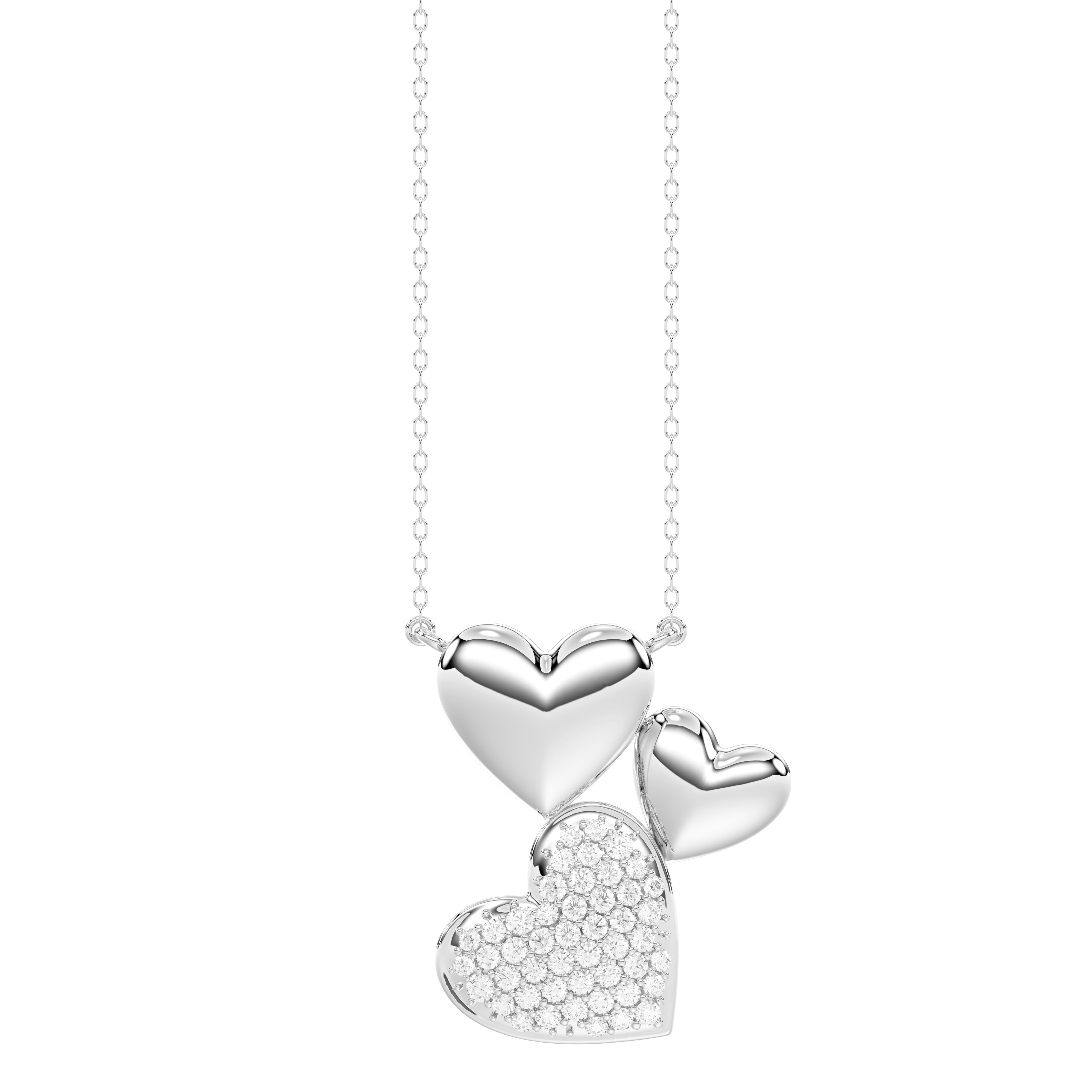 LADIES NECKLACE 0.13CT ROUND DIAMOND 14K WHITE GOLD
