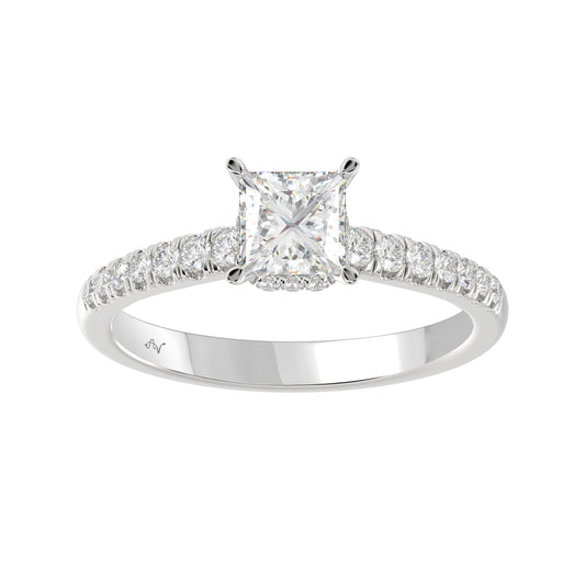 LADIES RING 1.00CT ROUND/PRINCESS DIAMOND 14K WHITE GOLD