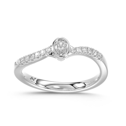 LADIES RING 0.25CT ROUND/OVAL DIAMOND 14K WHITE GOLD