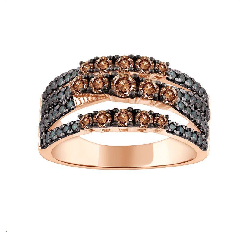 LADIES RING 1.00CT BLUE/DARK BROWN DIAMOND 14K ROSE GOLD
